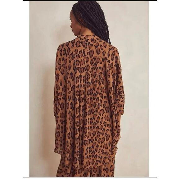 Free People Intimately Leopard Print Top Sleep Oversized Flowy Size L Boho - Picture 3 of 10